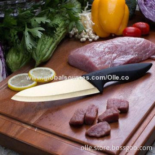 Ceramic Chef Knife with Titanium Golden Color Coating